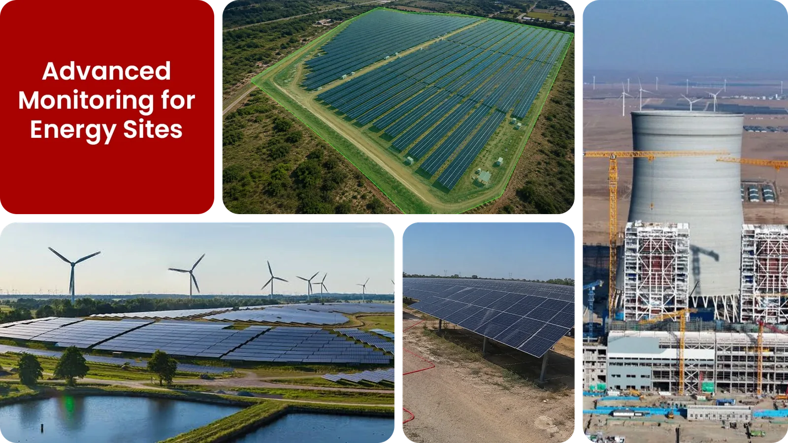 A solar and wind energy site with its perimeter under AI camera monitoring