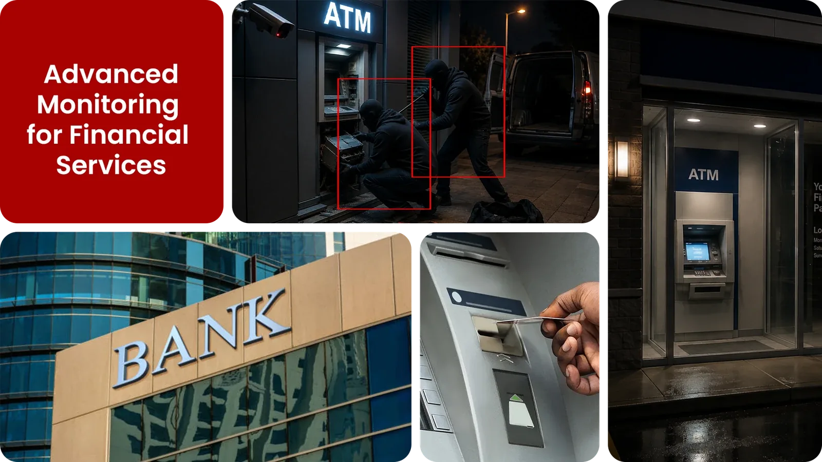 Intelligent security for financial services: branch entrances, counters and back offices outlined