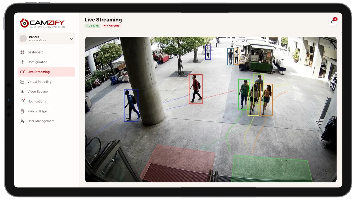 Multi-Object Tracking visualization on camera feed