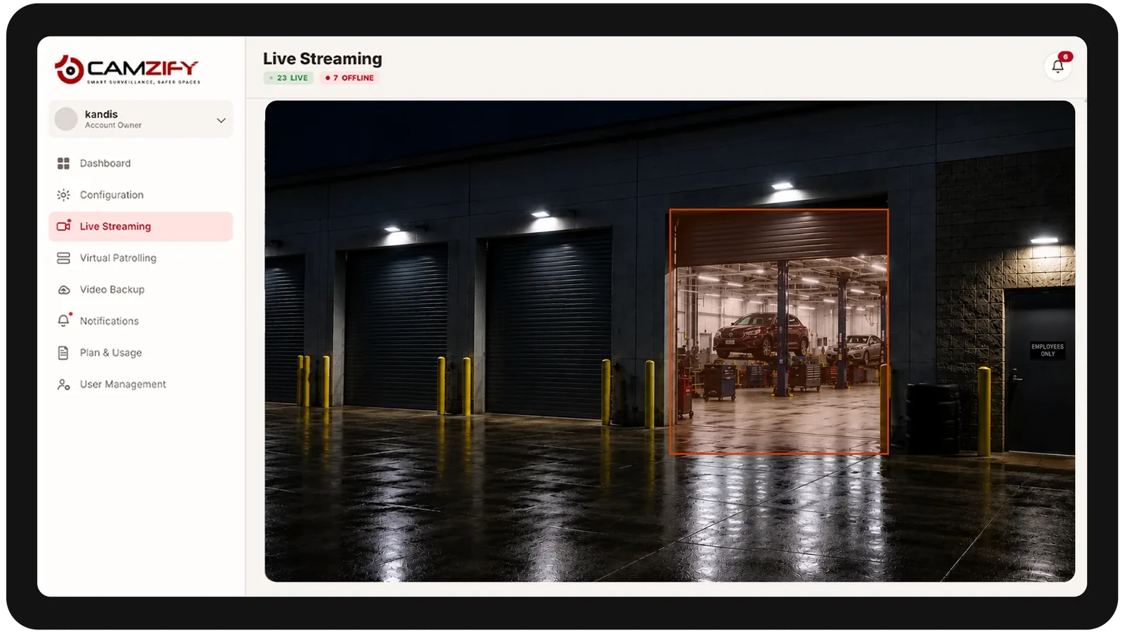 Live streaming from a automotive camera with people and vehicles outlined as they are tracked