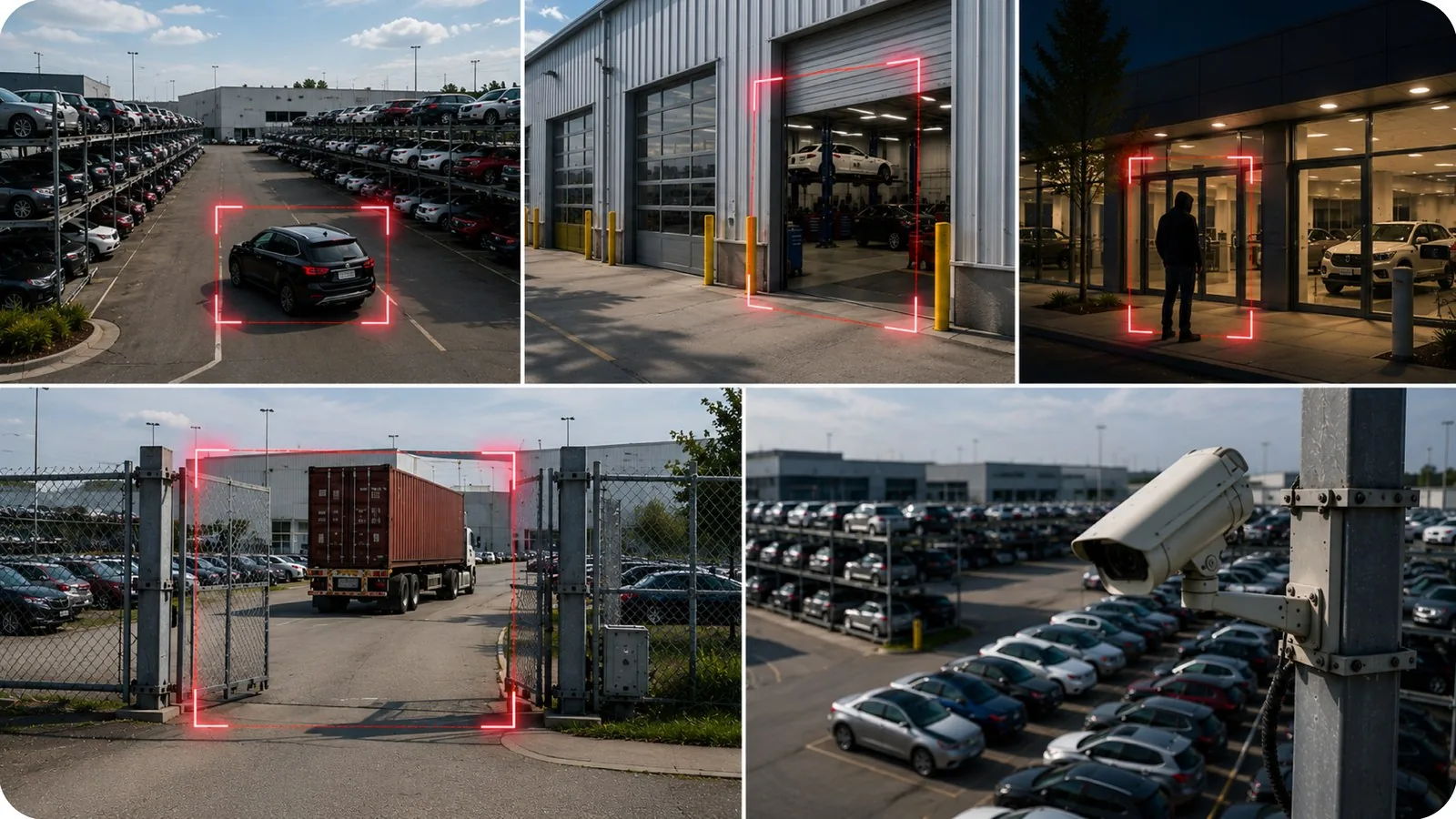 Frames from a round across the automotive site, each with its alert raised