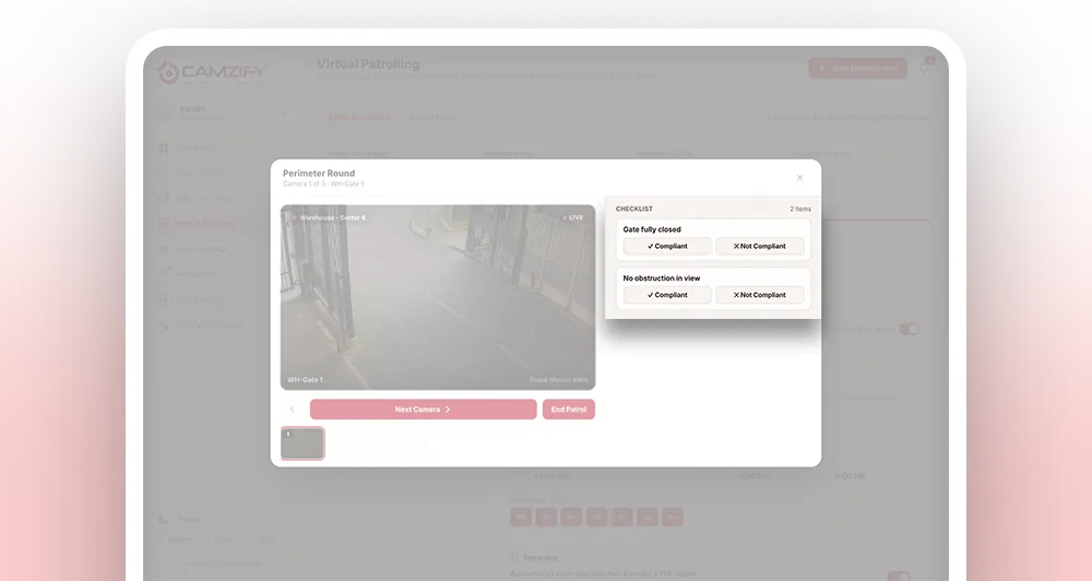 A checklist item being judged against the camera frame during a round